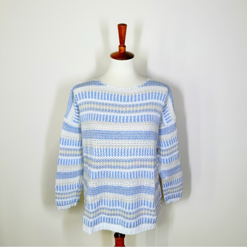 LOFT Blue and White Striped Women's Sweater